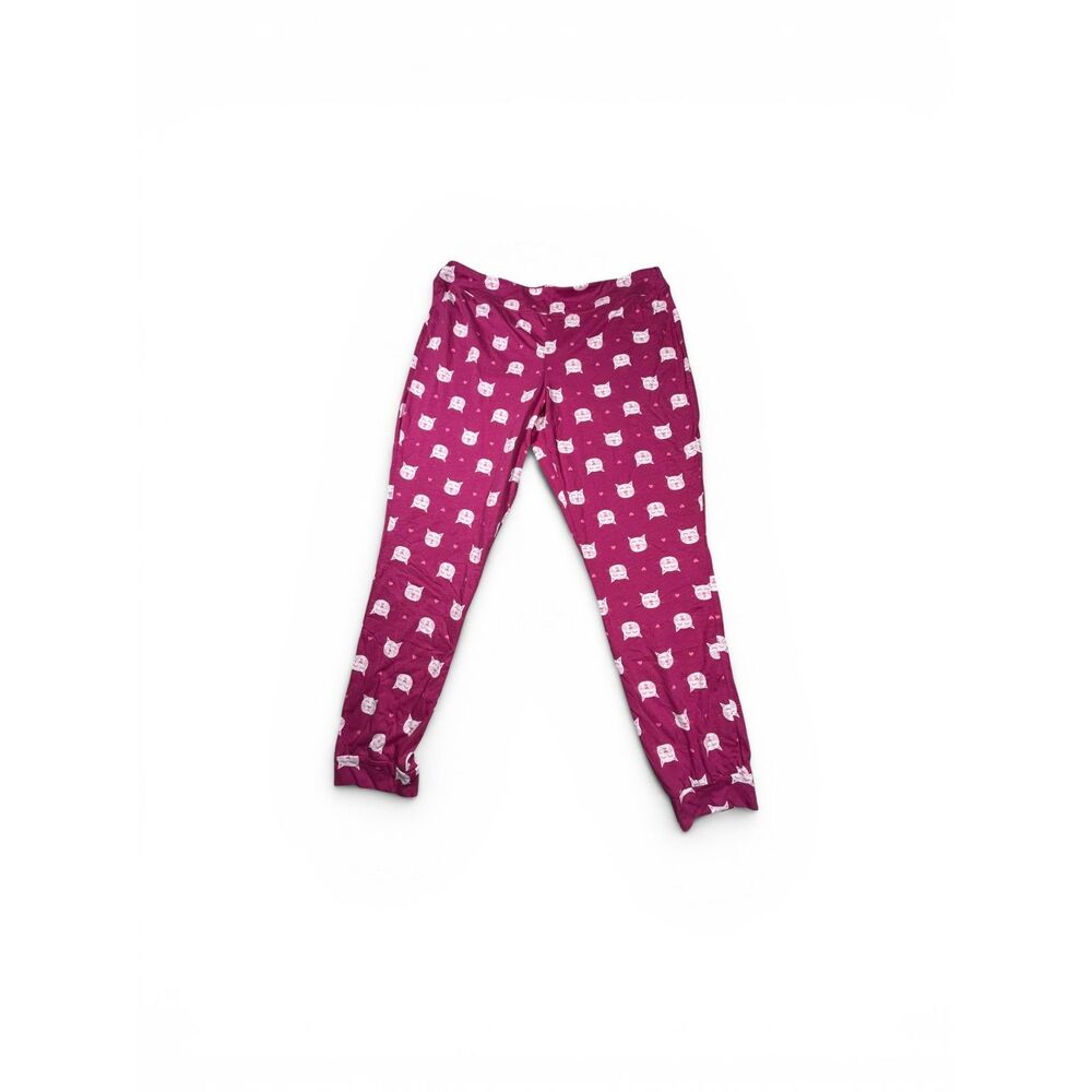Sleep Chic Large Pink Cat Print Pajama Pants Women’s Lounge Sleepwear Elastic